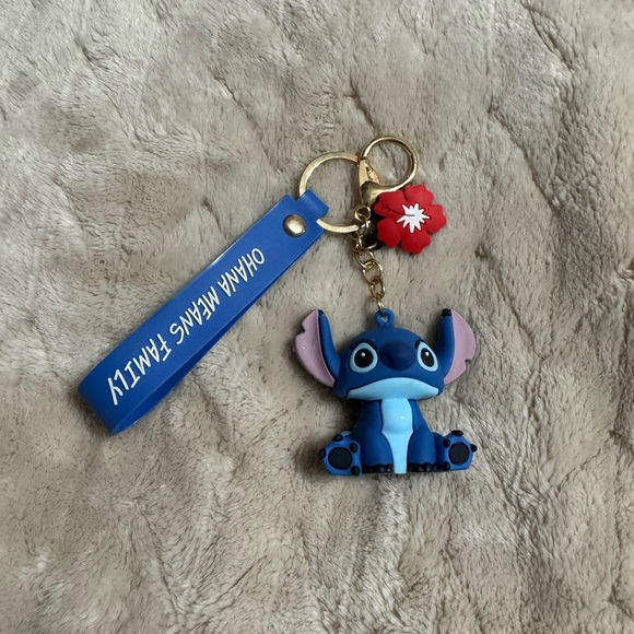 Other - Blue Stitch Keychain with Gold Accents